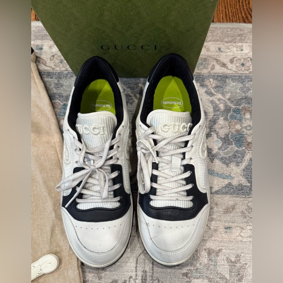 New in box Men’s GUCCI MAC80 Designer Sneakers shoes White black Size 7 Leather - Picture 2 of 10